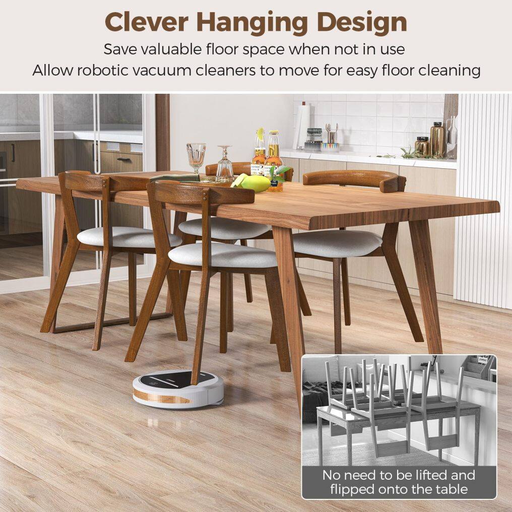 KOMFOTT Wooden Dining Chairs Set of 2/4, Farmhouse Hanging Kitchen Chairs w/Rubber Wood Frame, Padded Seat, Curve Back