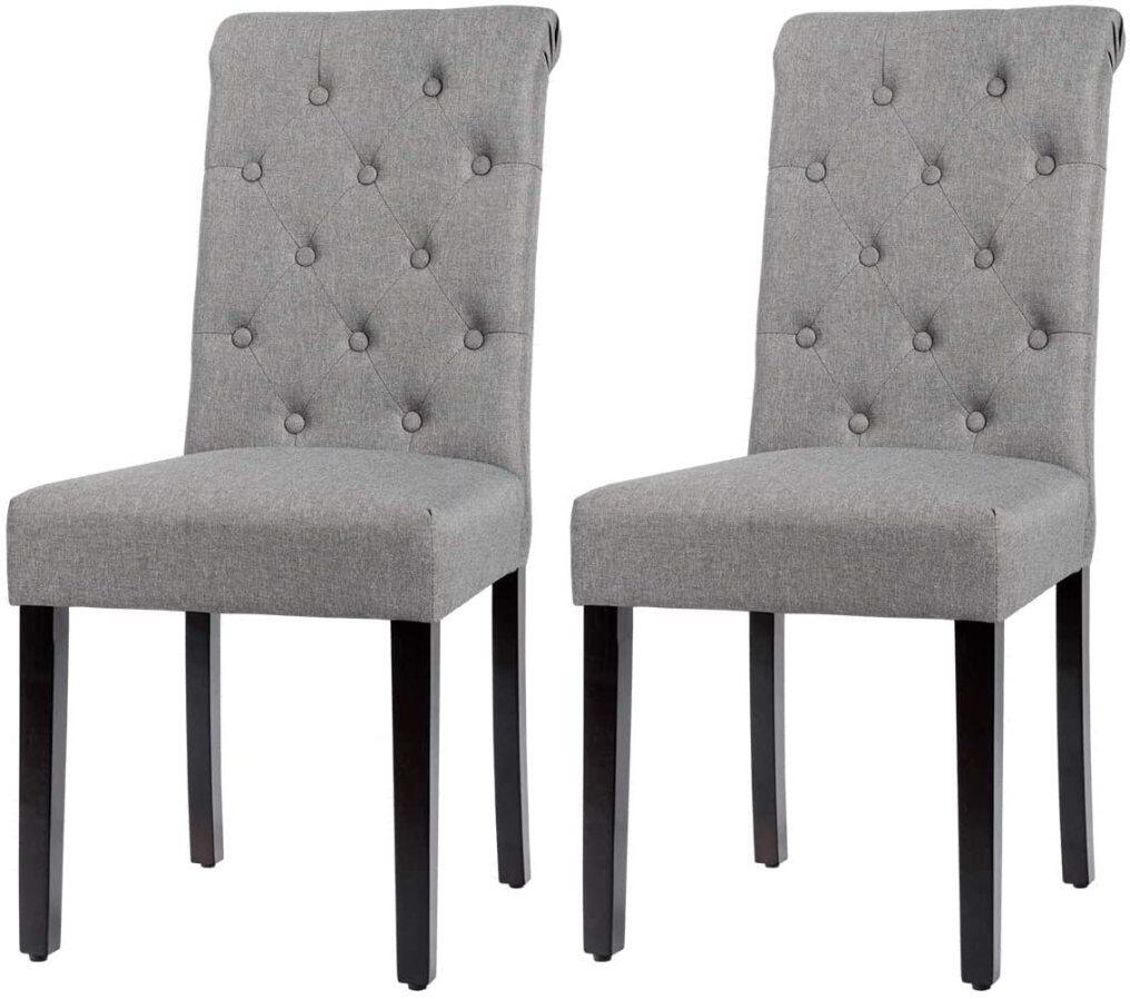 KOMFOTT Upholstered Accent Dining Chairs Set of 2/4 with Adjustable Anti-Slip Foot Pads, High Back, Sturdy Wood Legs