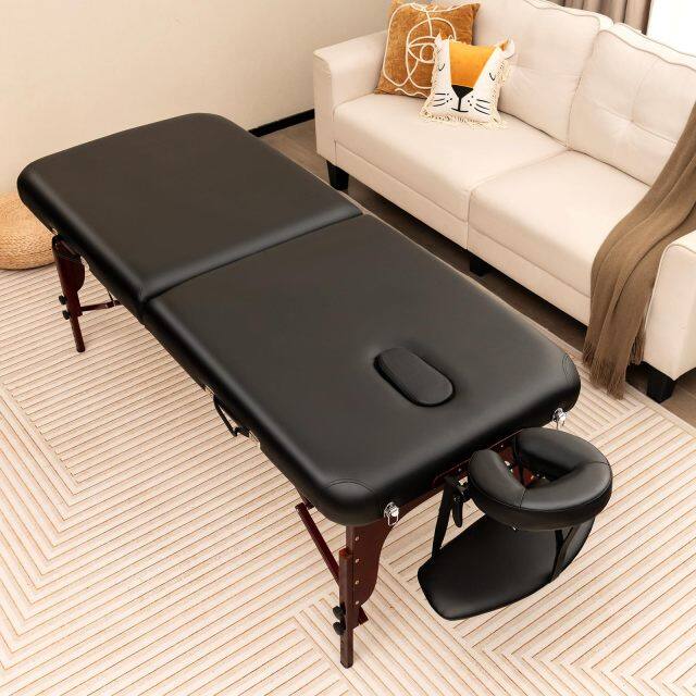 KOMFOTT Portable Massage Table 84 Inch, Folding Lash Bed with Premium Foam & Beech Wood Leg
