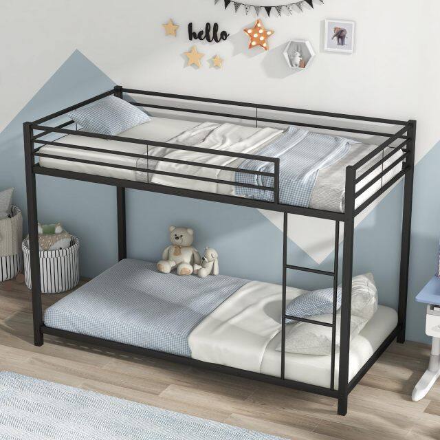 KOMFOTT Metal Low Bunk Bed Twin Over Twin