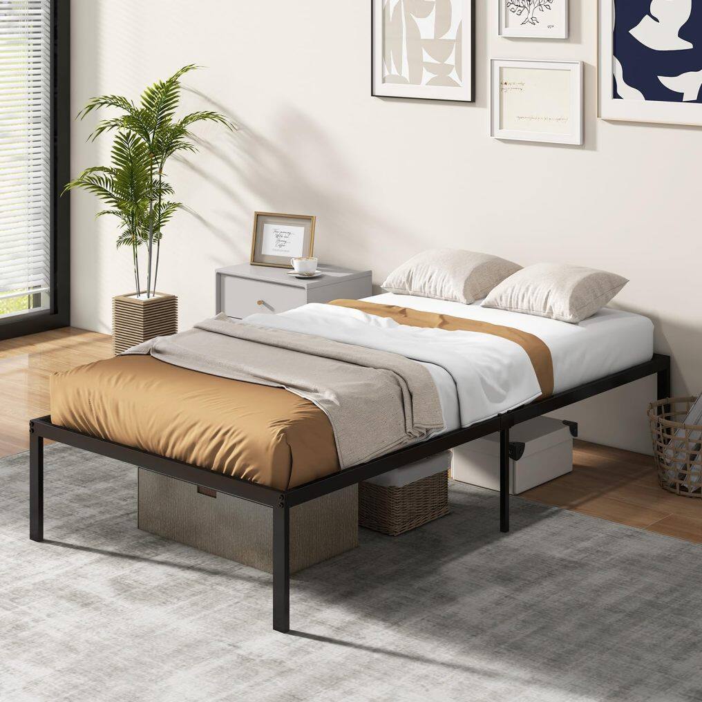 KOMFOTT 14-Inch Twin Size Metal Platform Bed Frame, Heavy-Duty Metal Bed Base