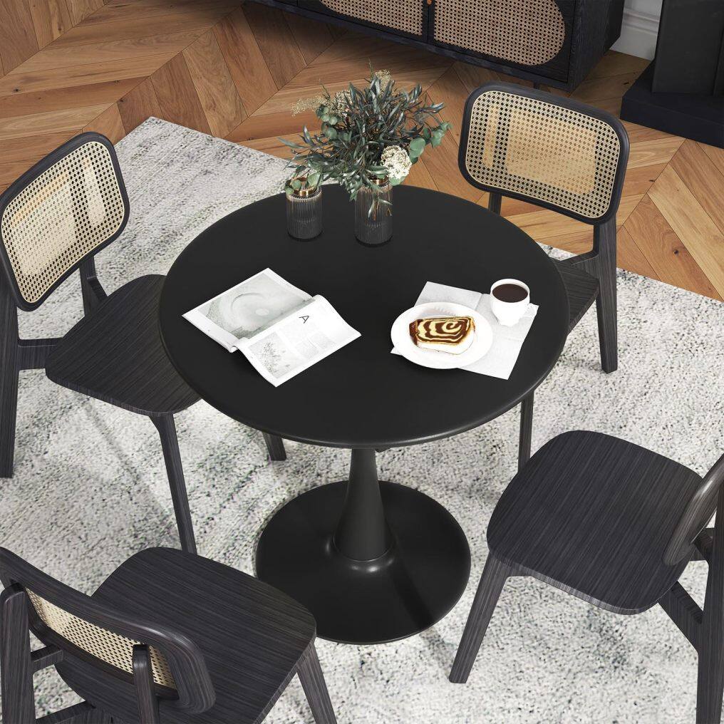 KOMFOTT Round Dining Table, 32" Modern Tulip Kitchen Table with 0.9” Thickened Tabletop & Sturdy Metal Pedestal