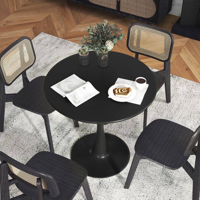 KOMFOTT Round Dining Table, 32" Modern Tulip Kitchen Table with 0.9” Thickened Tabletop & Sturdy Metal Pedestal