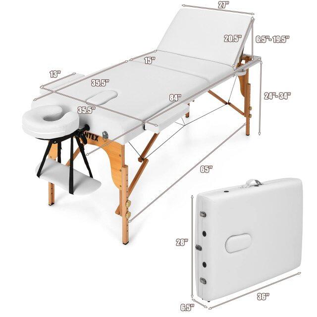 KOMFOTT Portable 3 Sections 84inch Folding Massage Table with Carry Case