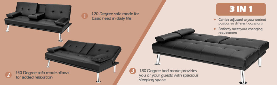 Modern Convertible Futon Sofa Bed