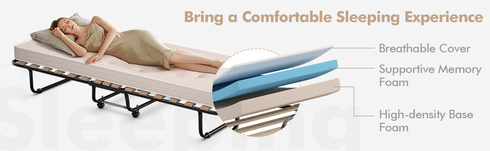 folding bed with mattress