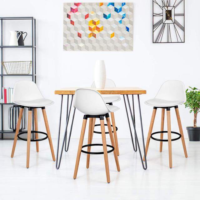 KOMFOTT Bar Stools Set of 2/4, Modern Armless Kitchen Stool with Soft PU Leather Seat