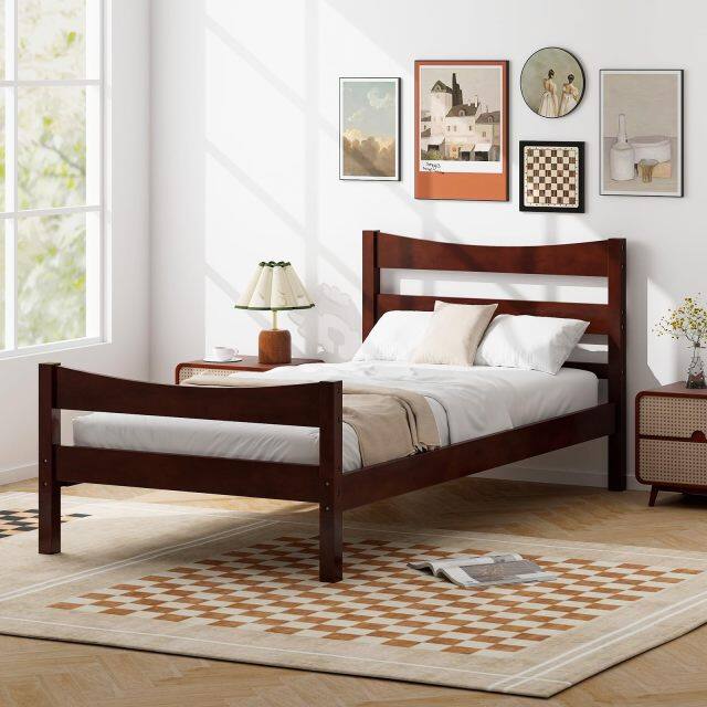 KOMFOTT Wood Twin Bed Frames with Headboard