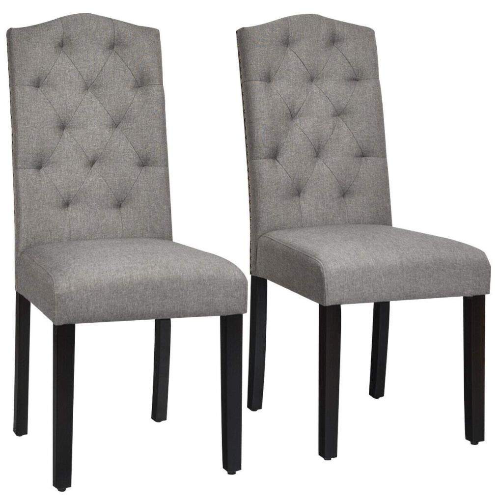 KOMFOTT Set of 2/4 Tufted Fabric Dining Chairs with Padded Seat and Tall Backrest
