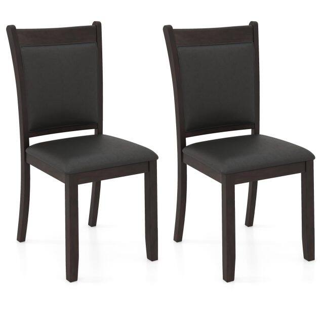 KOMFOTT Wooden Dining Chairs Set of 2/4, Modern Armless Kitchen Chairs w/Padded Backrest & Seat, Rubber Wood Frame