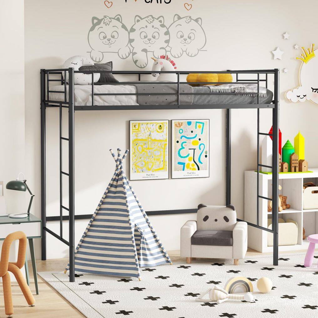 KOMFOTT Metal Loft Bed Frame Twin Size