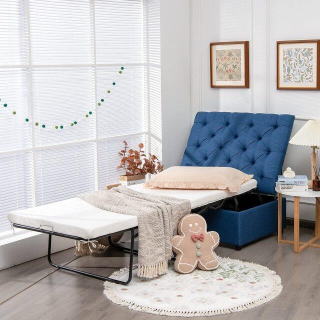 KOMFOTT Folding Ottoman Sleeper Chair With Mattress, Convertible Fold Out Sofa Bed