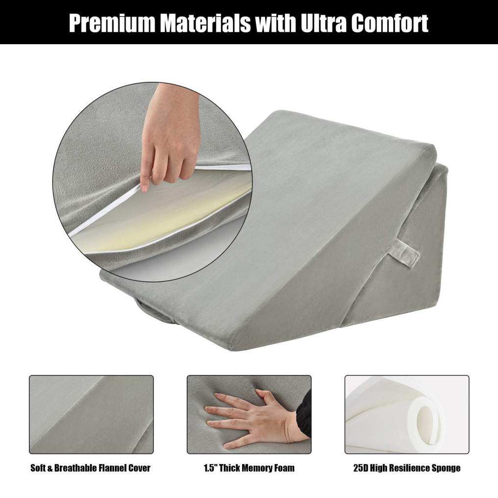 KOMFOTT Bed Wedge Pillow, Adjustable Memory Foam Bed Support Pillow w/Removable Cover