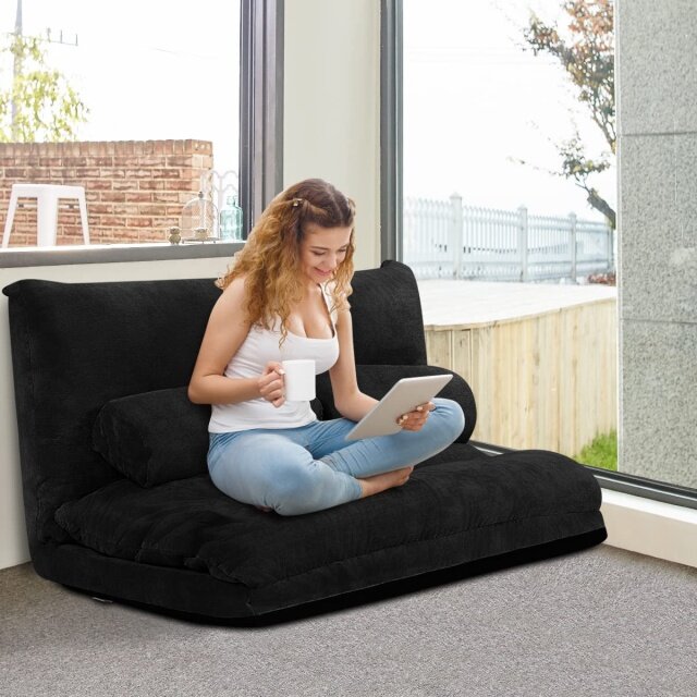 KOMFOTT Foldable Floor Lazy Sofa with 2 Pillows