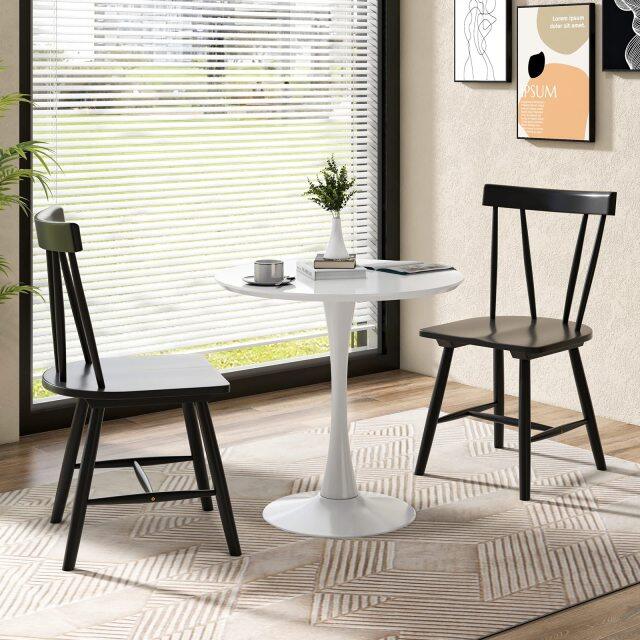 KOMFOTT Set of 2/4 Windsor Chairs, Rubber Wood Dining Chairs with Spindle Back