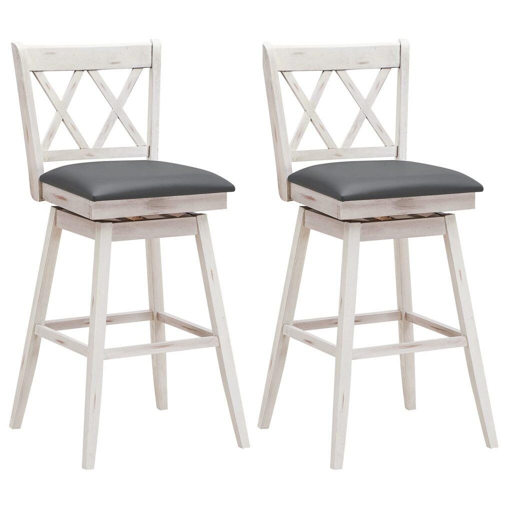 KOMFOTT 360 ° Swivel Bar Stool Set of 2/4 with Foot Rest Upholstered Cushion & Ergonomic Backrest
