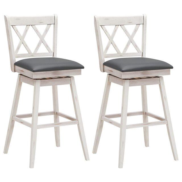 KOMFOTT 360 ° Swivel Bar Stool Set of 2/4 with Foot Rest Upholstered Cushion & Ergonomic Backrest