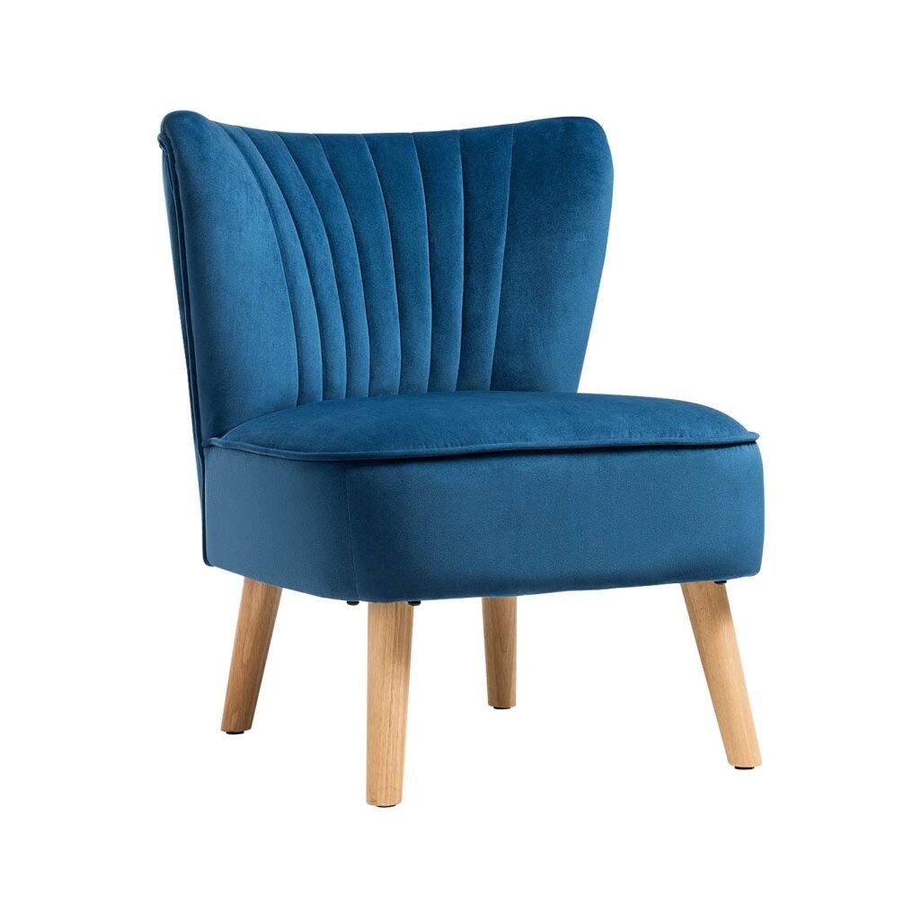 KOMFOTT Upholstered Armless Accent Chair w/Rubber Wood Legs & Thick Sponge Seat