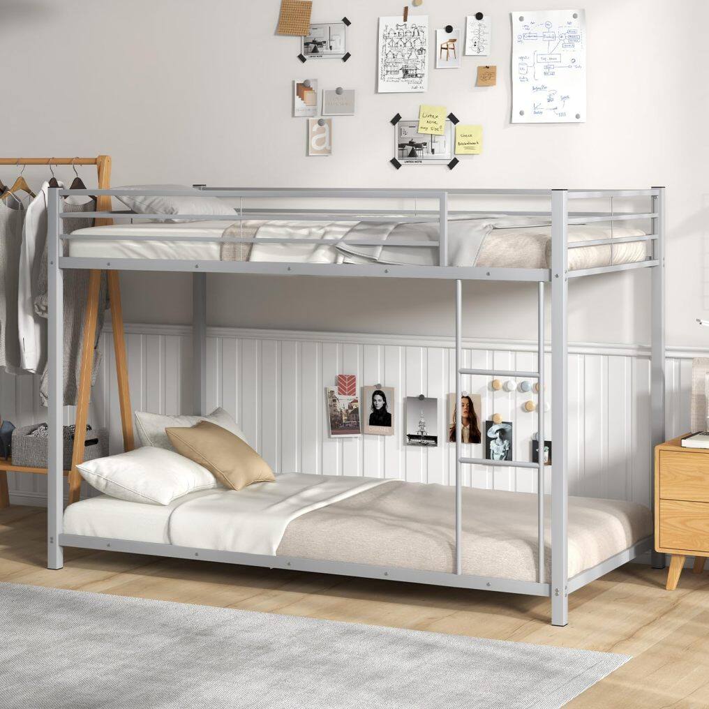 KOMFOTT Metal Low Bunk Bed Twin Over Twin