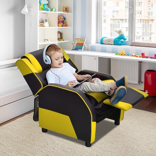 KOMFOTT Adjustable Kids Gaming Recliner Chair with Footrest, Headrest & Lumbar Support