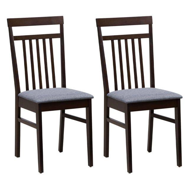 KOMFOTT Armless Wood Dining Chairs Set of 2/4 with Cushion Seat, Solid Rubber Wood Frame
