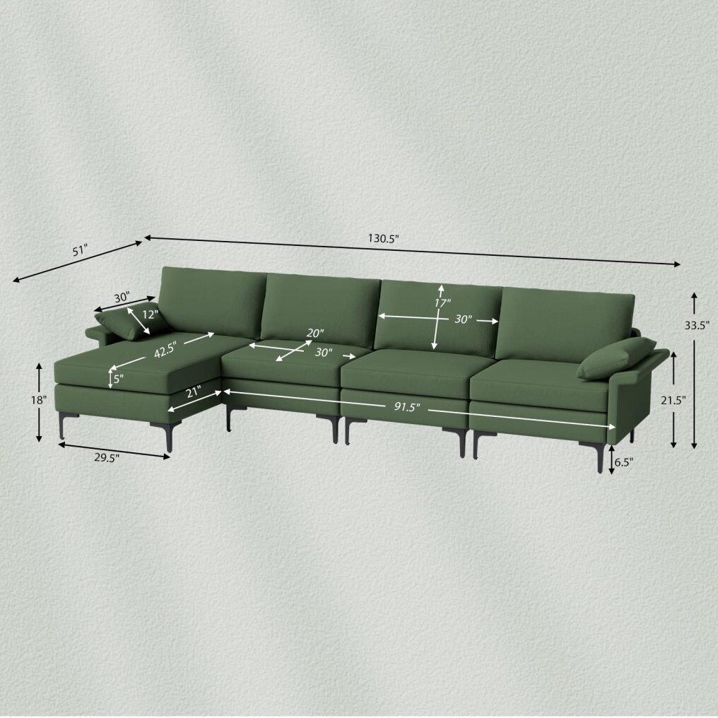 KOMFOTT 130.5 Inch Extra Large Convertible Sectional Sofa