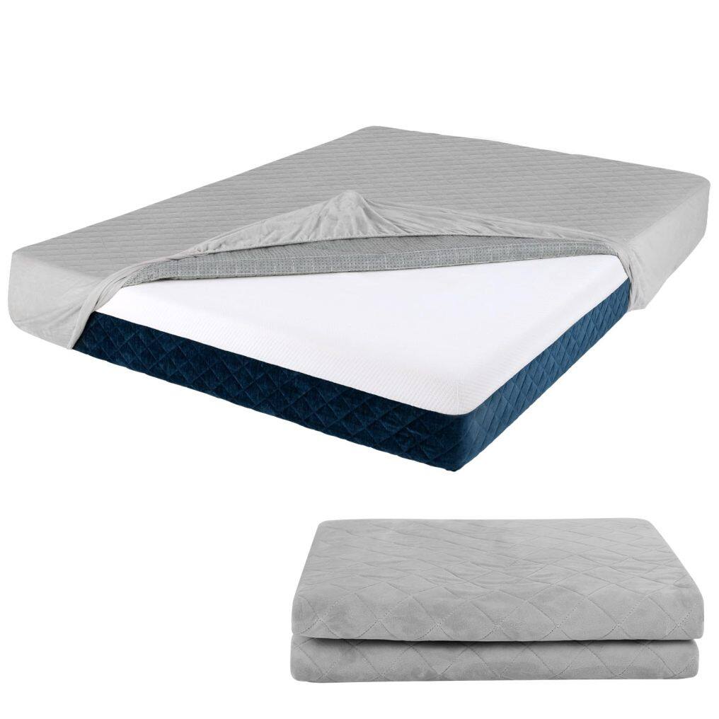 KOMFOTT Mattress Topper Cover, Soft Velvet Mattress Protector with Deep Pockets, Elastic Sides & Anti-Slip Bottom