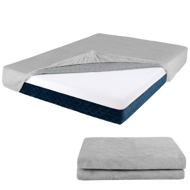 KOMFOTT Mattress Topper Cover, Soft Velvet Mattress Protector with Deep Pockets, Elastic Sides & Anti-Slip Bottom