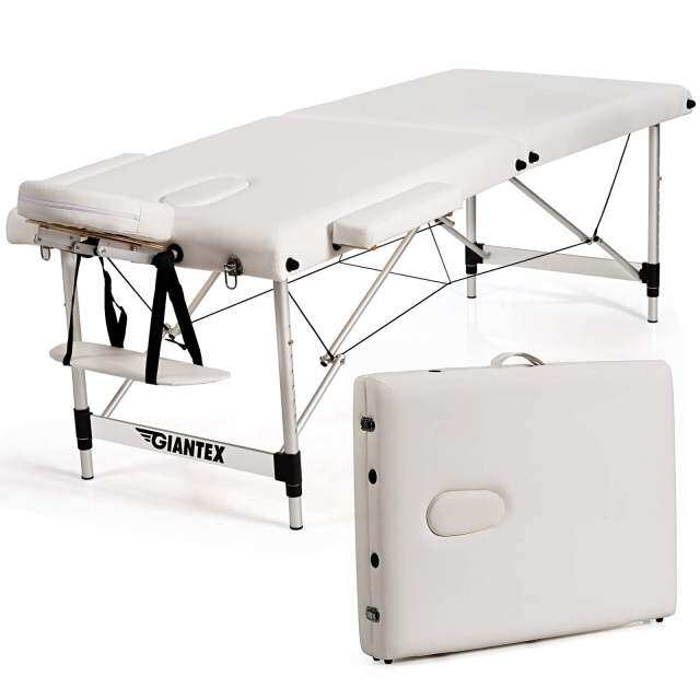 KOMFOTT 2 Folding Portable Massage Table, Aluminum Frame & Height Adjustable