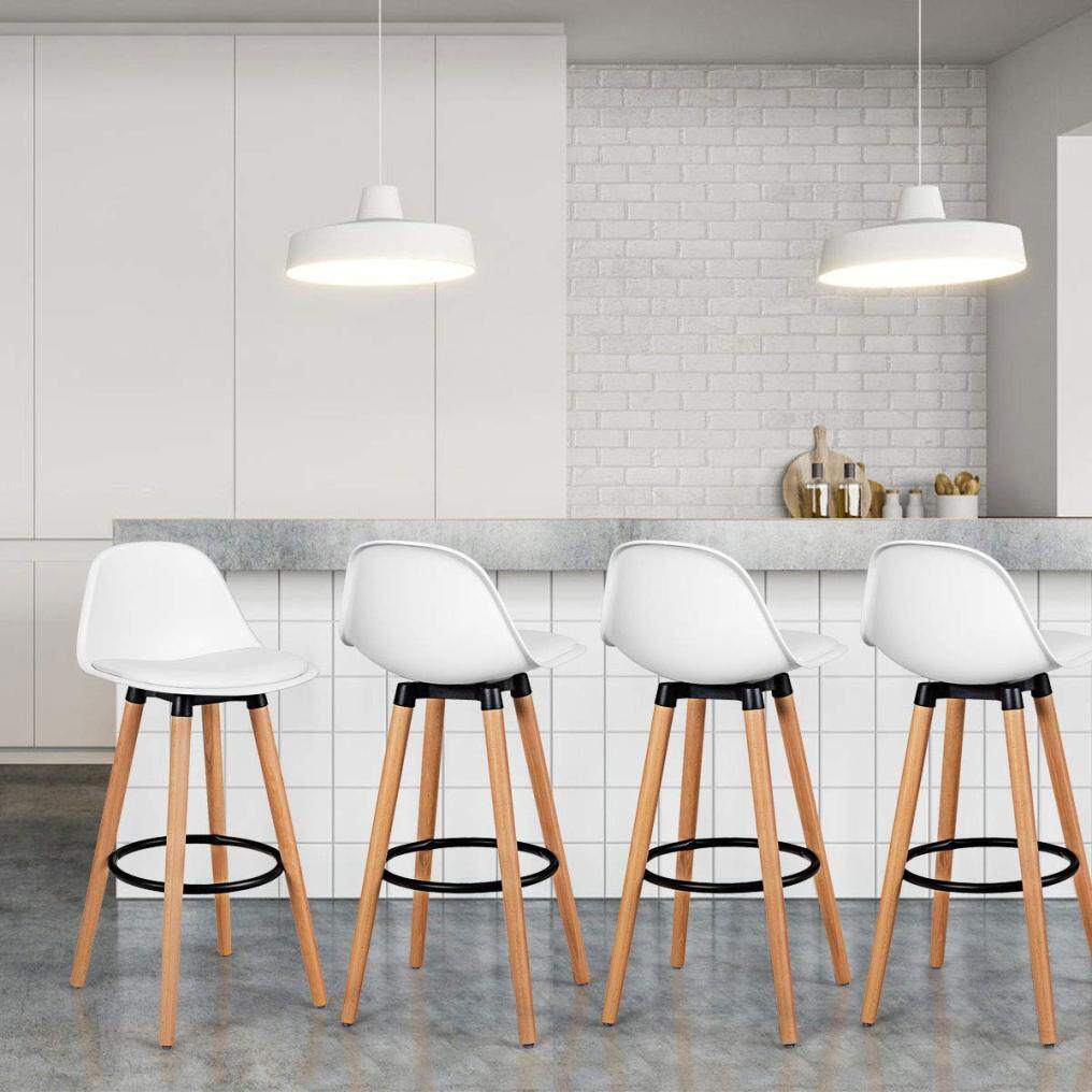 KOMFOTT Bar Stools Set of 2/4, Modern Armless Kitchen Stool with Soft PU Leather Seat