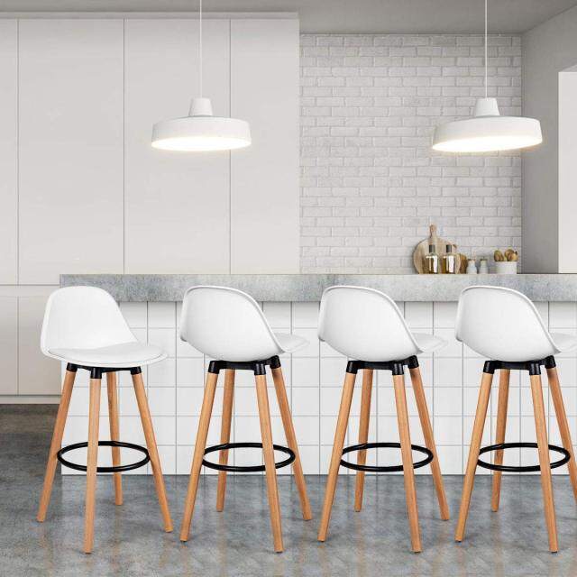 KOMFOTT Bar Stools Set of 2/4, Modern Armless Kitchen Stool with Soft PU Leather Seat