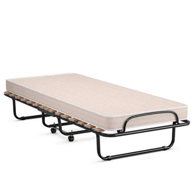 KOMFOTT Folding Bed with Mattress for Adults, Rollaway Guest Beds w/Memory Foam Mattress & Metal Frame