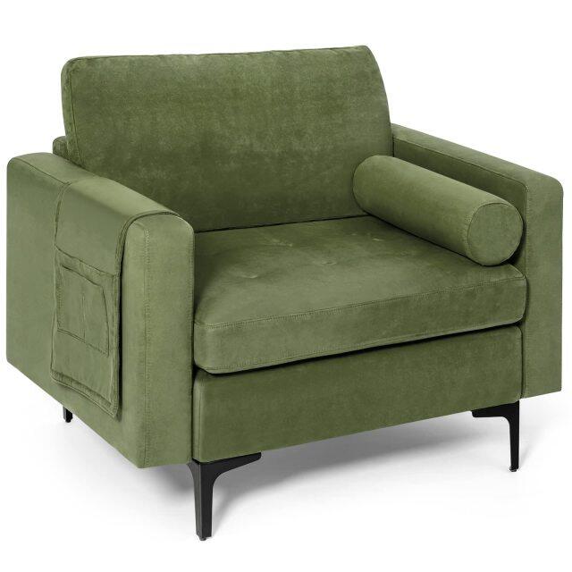 KOMFOTT Modern Accent Sofa w/Comfy Cushion Bolster for Bedroom Reception Room