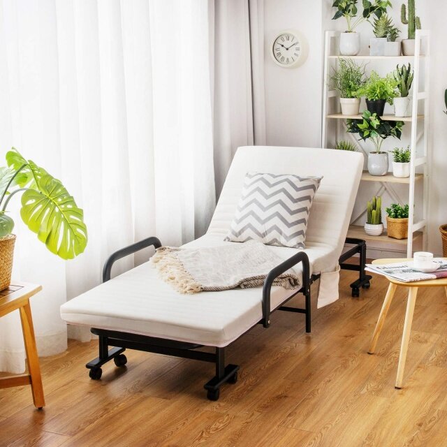 KOMFOTT Portable Guest Bed with 6 Positions Adjustable Backrest & Side Storage Pocket