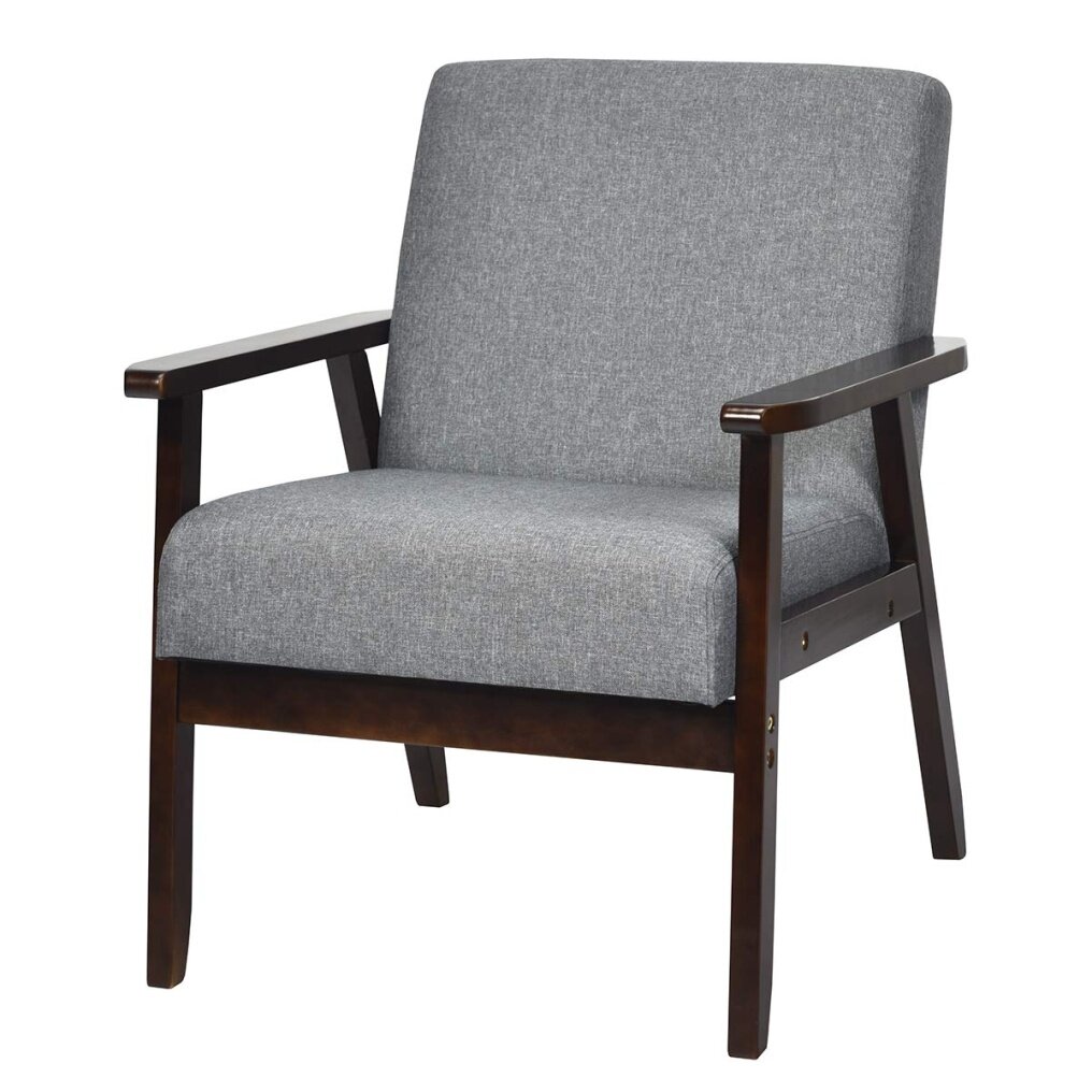 KOMFOTT Solid Hardwood Made Mid-Century Modern Accent Chair | Retro Fabric Armchair
