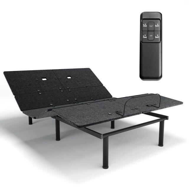 KOMFOTT Adjustable Bed Base with Remote, Electric Reclining Bed with Head & Foot Incline, LED Under-Bed Lighting and Dual USB Port