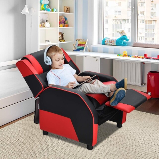 KOMFOTT Adjustable Kids Gaming Recliner Chair with Footrest, Headrest & Lumbar Support