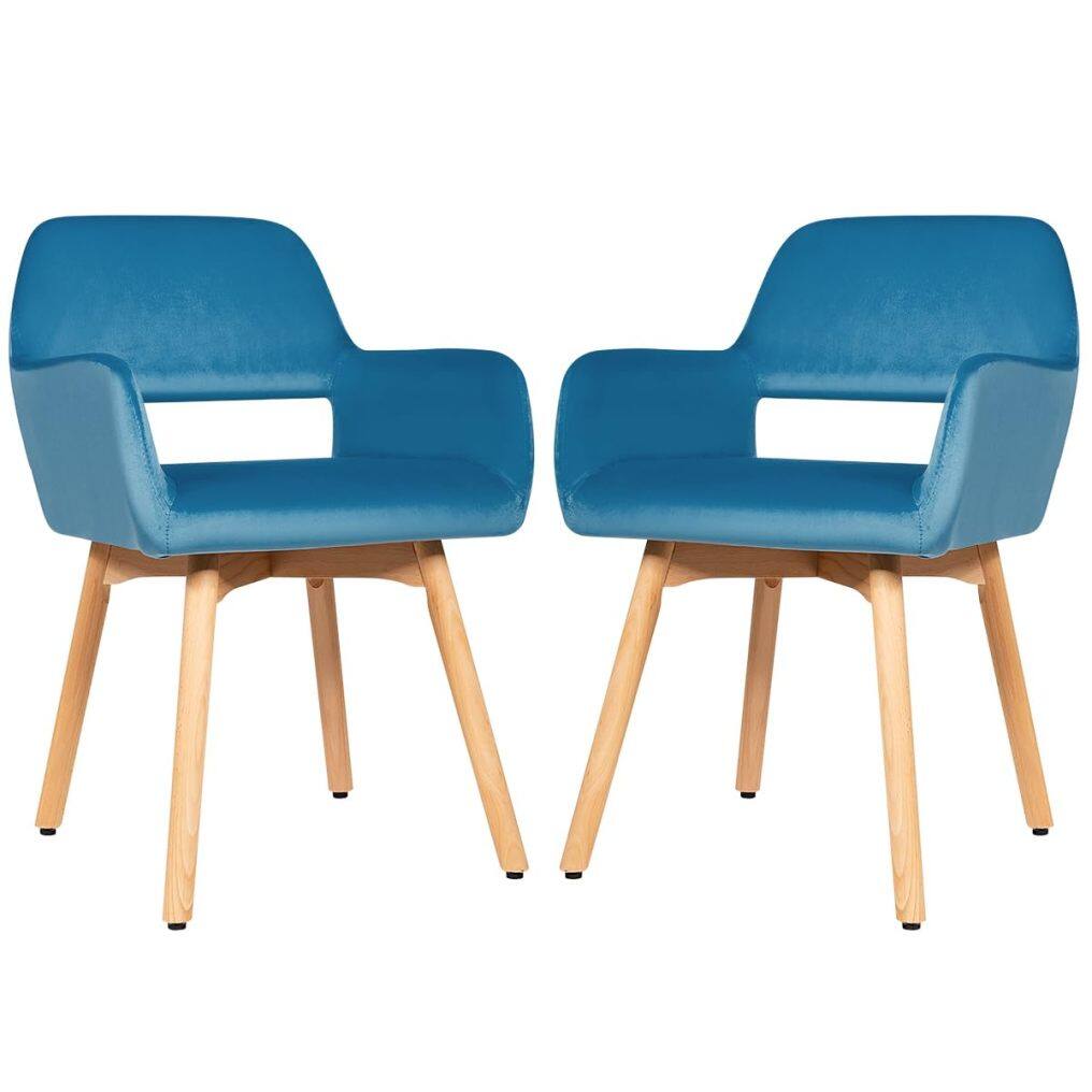 KOMFOTT Set of 2/4 Velvet Dining Chairs, Modern Leisure Accent Living Room Chair