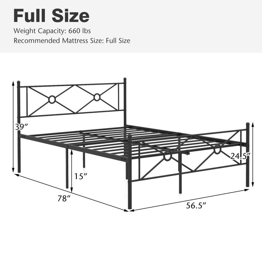 KOMFOTT Metal Bed Frame with Headboard & Footboard, Stable Structure