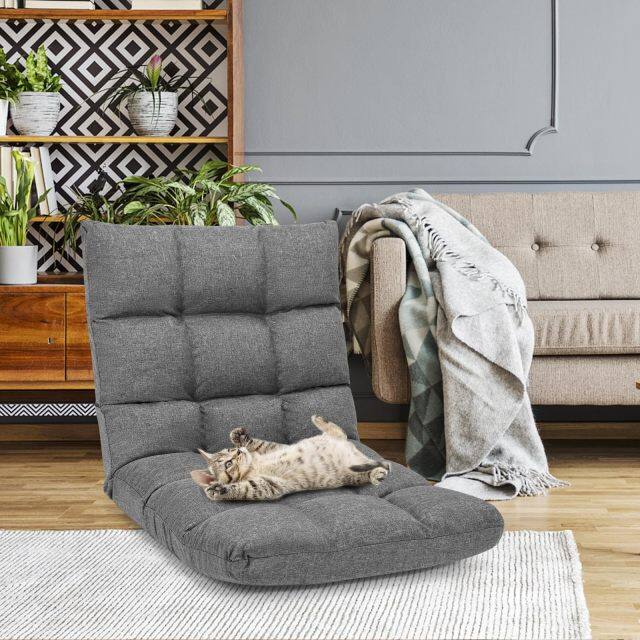 KOMFOTT Folding Gaming Floor Chair,Adjustable 14-Position Floor Sofa with Back Support