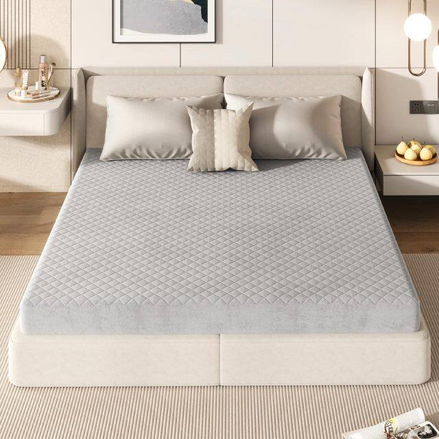 KOMFOTT Mattress Topper Cover, Soft Velvet Mattress Protector with Deep Pockets, Elastic Sides & Anti-Slip Bottom