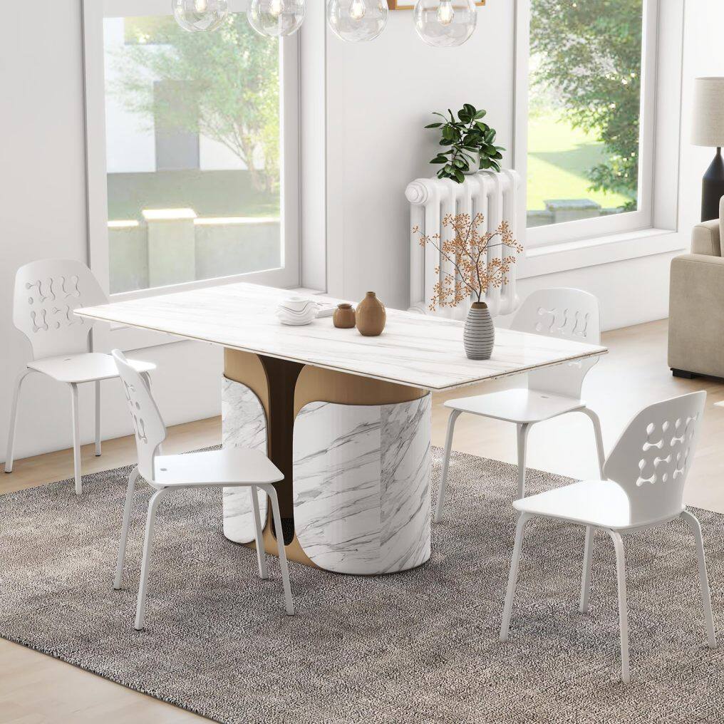 KOMFOTT Modern Dining Chairs Set of 4, Modern Kitchen Chair with Hollowed Backrest