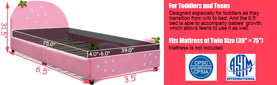 Kids Bed with Wood Frame