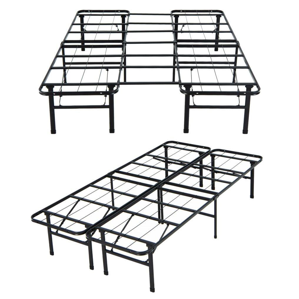 KOMFOTT 2 in 1 Folding Metal Bed Frame,Twin/Full- Queen/King Size Portable Bed Base
