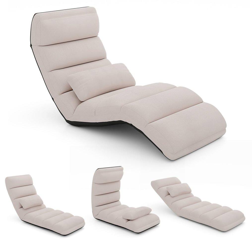 KOMFOTT Floor Chairs for Adults, Adjustable 5-Position Floor Lounger with Thick Padded & Pillow