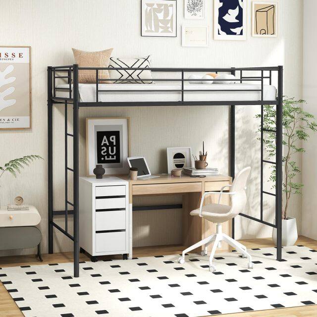 KOMFOTT Metal Loft Bed Frame Twin Size
