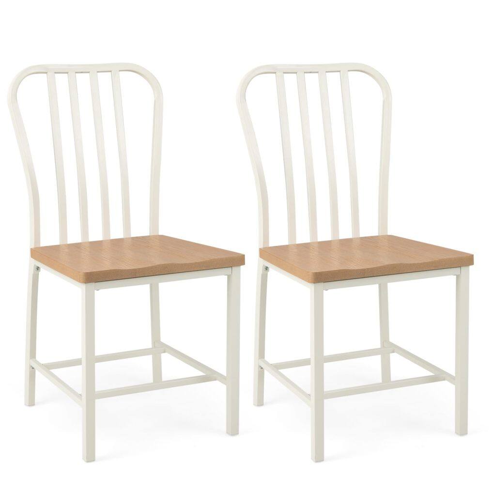 KOMFOTT Dining Chairs Set of 2/4 with Slat Back, Solid Metal Frame