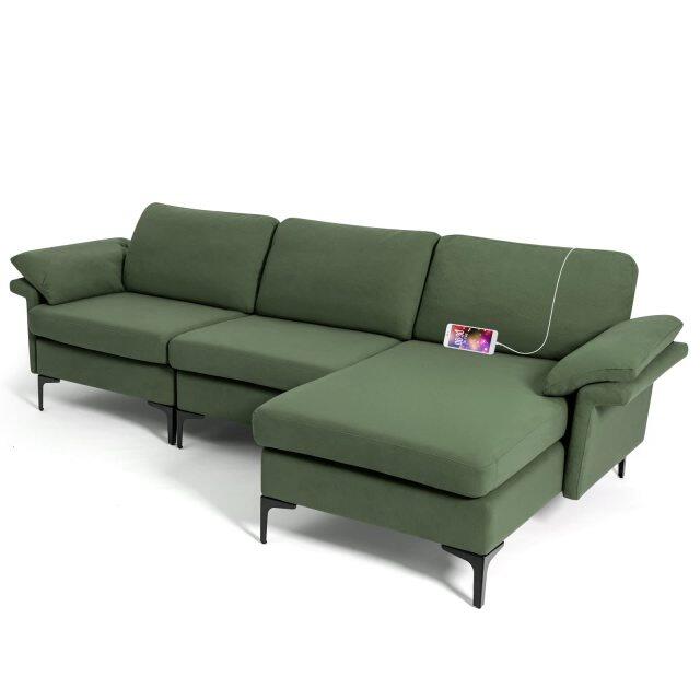 KOMFOTT 100.5 Inch Convertible L-Shaped Sectional Sofa Couch, 3-Seat Sofa with Reversible Chaise Lounge