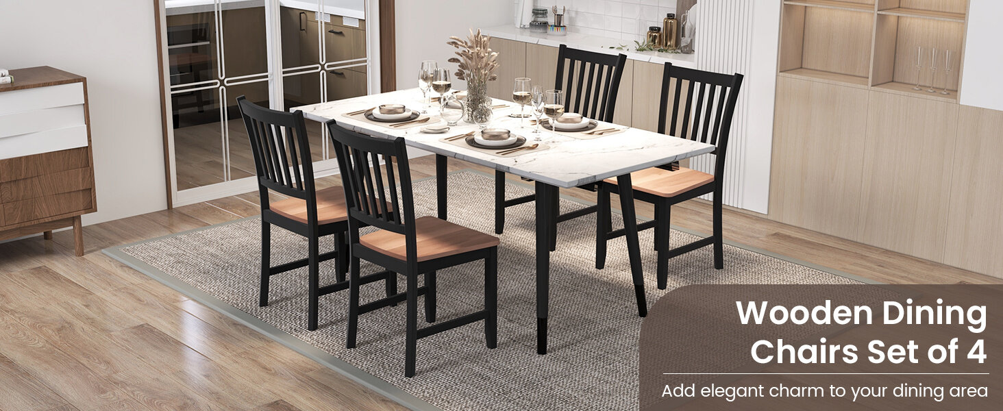 wooden dining chairs of 4