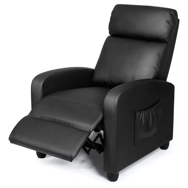 KOMFOTT Recliner Chair with Adjustable Backrest & Footrest, Living Room Ergonomic Single Sofa with Remote and Side Pocket